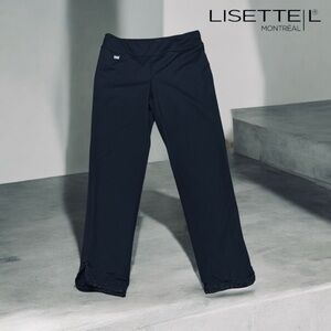 Lisette L Montréal, Elegant Embroidered Hem Pants, Size 10, Black